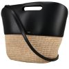 Celine   shopping bag  in black leather  and beige raphia - 00pp thumbnail