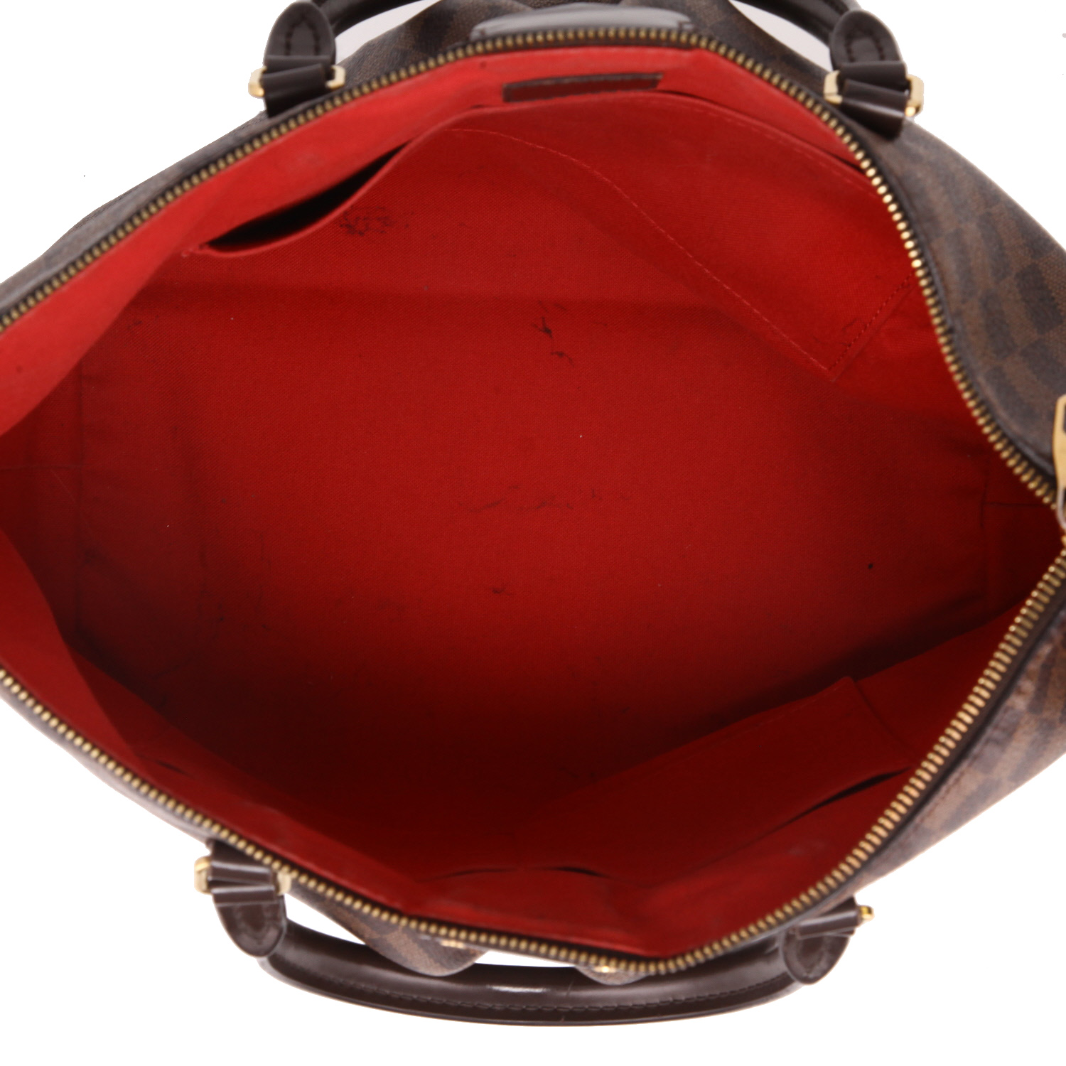 Bolso de mano Louis Vuitton  Siena en lona a cuadros ébano y cuero marrón - Detail D3