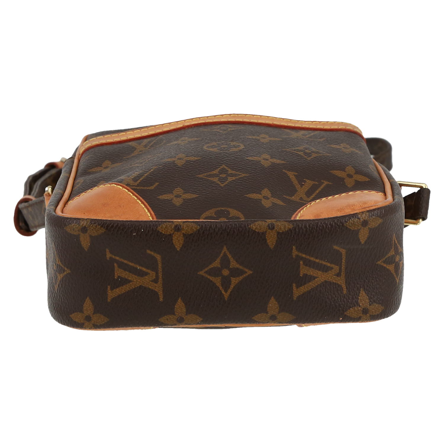 Bolso bandolera Louis Vuitton  Danube	 en lona Monogram marrón y cuero natural - Detail D1