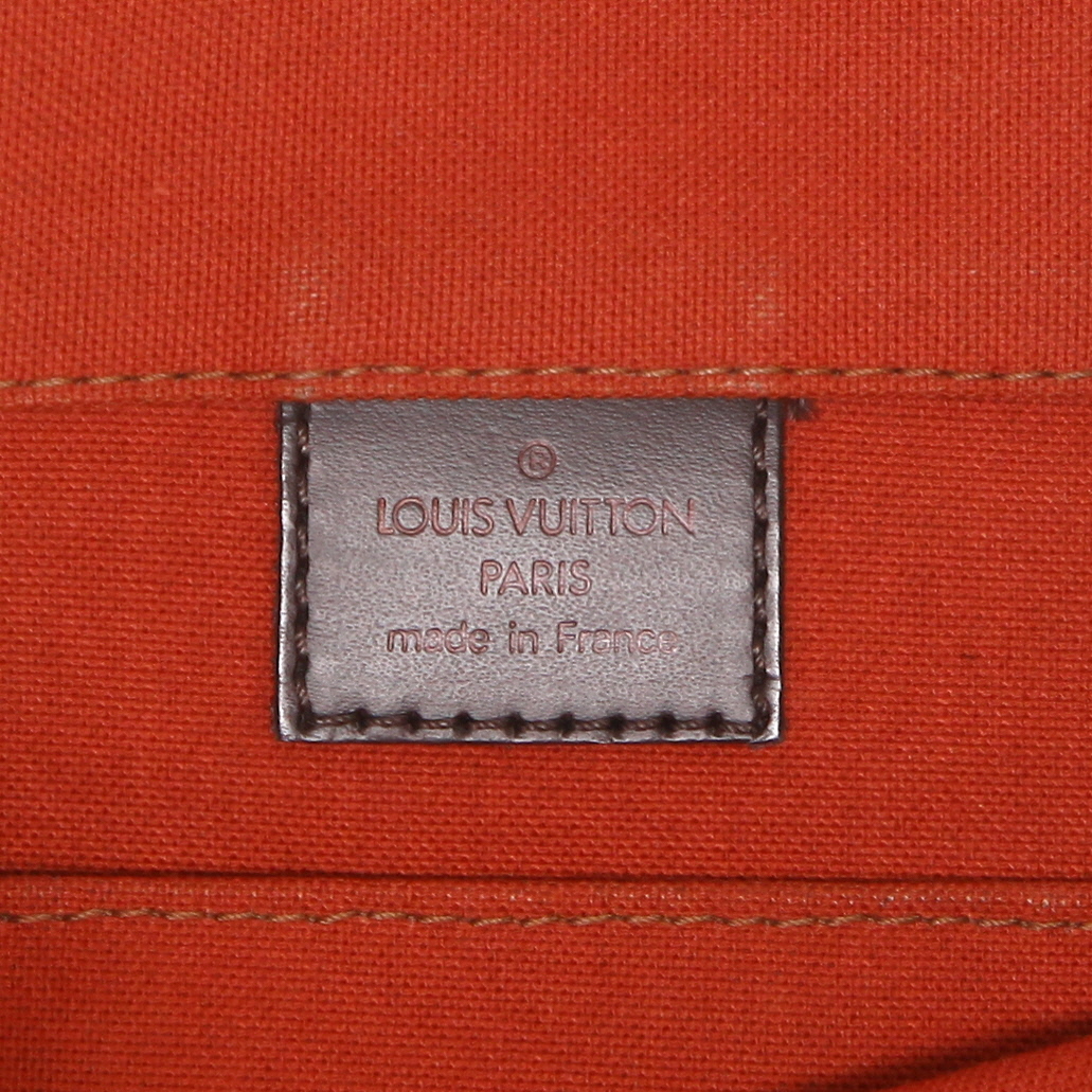 Sac bandoulière Louis Vuitton  Bastille en toile damier ébène et cuir marron - Detail D2