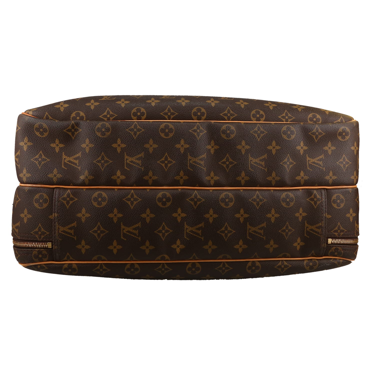 Sac de voyage Louis Vuitton  Alize en toile monogram marron et cuir naturel - Detail D1