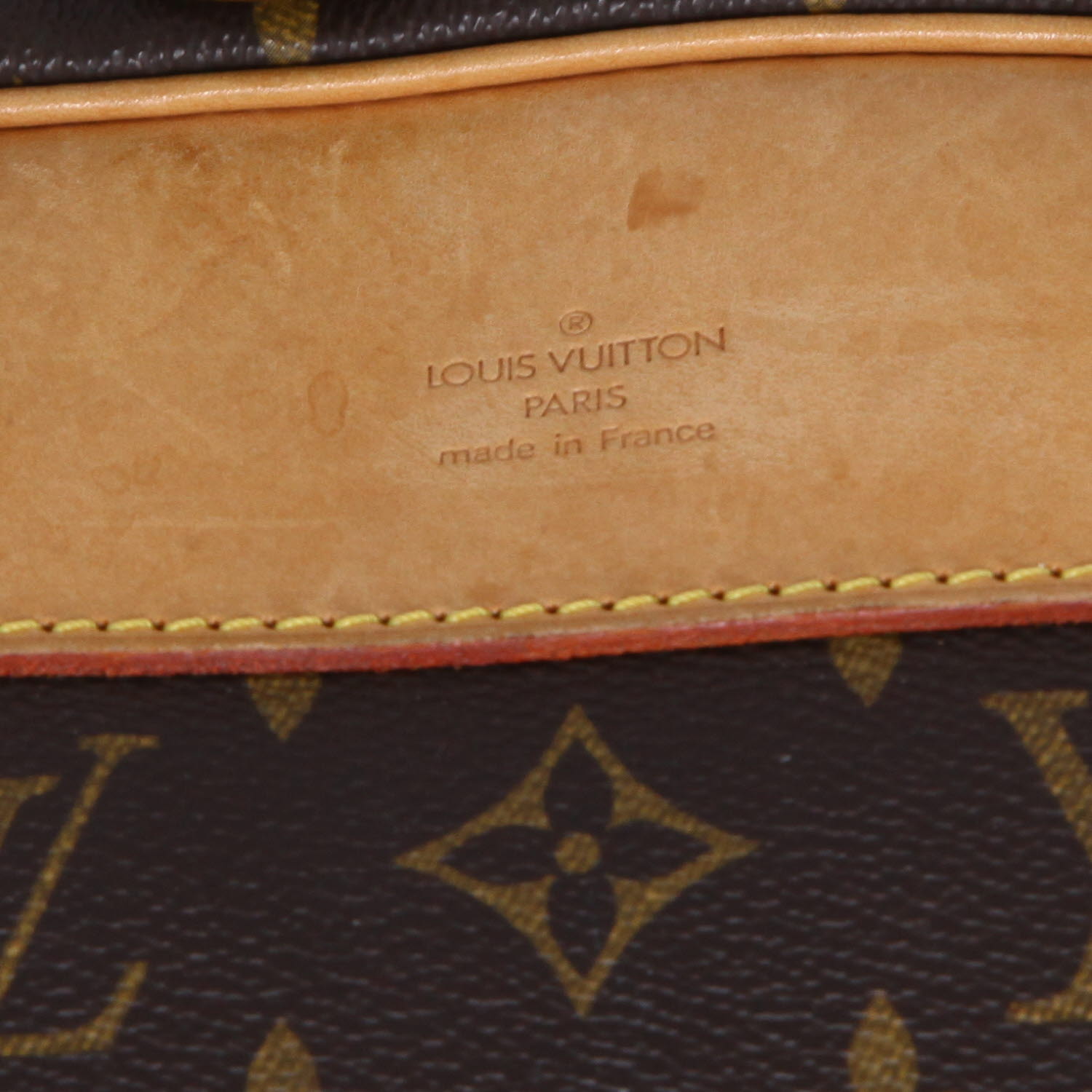 Borsa da viaggio Louis Vuitton  Alize in tela monogram marrone e pelle naturale - Detail D2