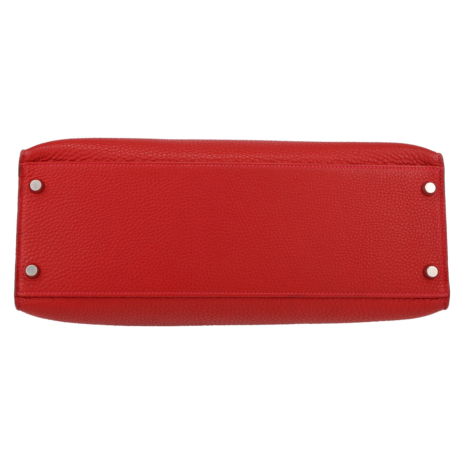 Bolso de mano Hermès  Kelly 32 cm en cuero togo rojo - Detail D1