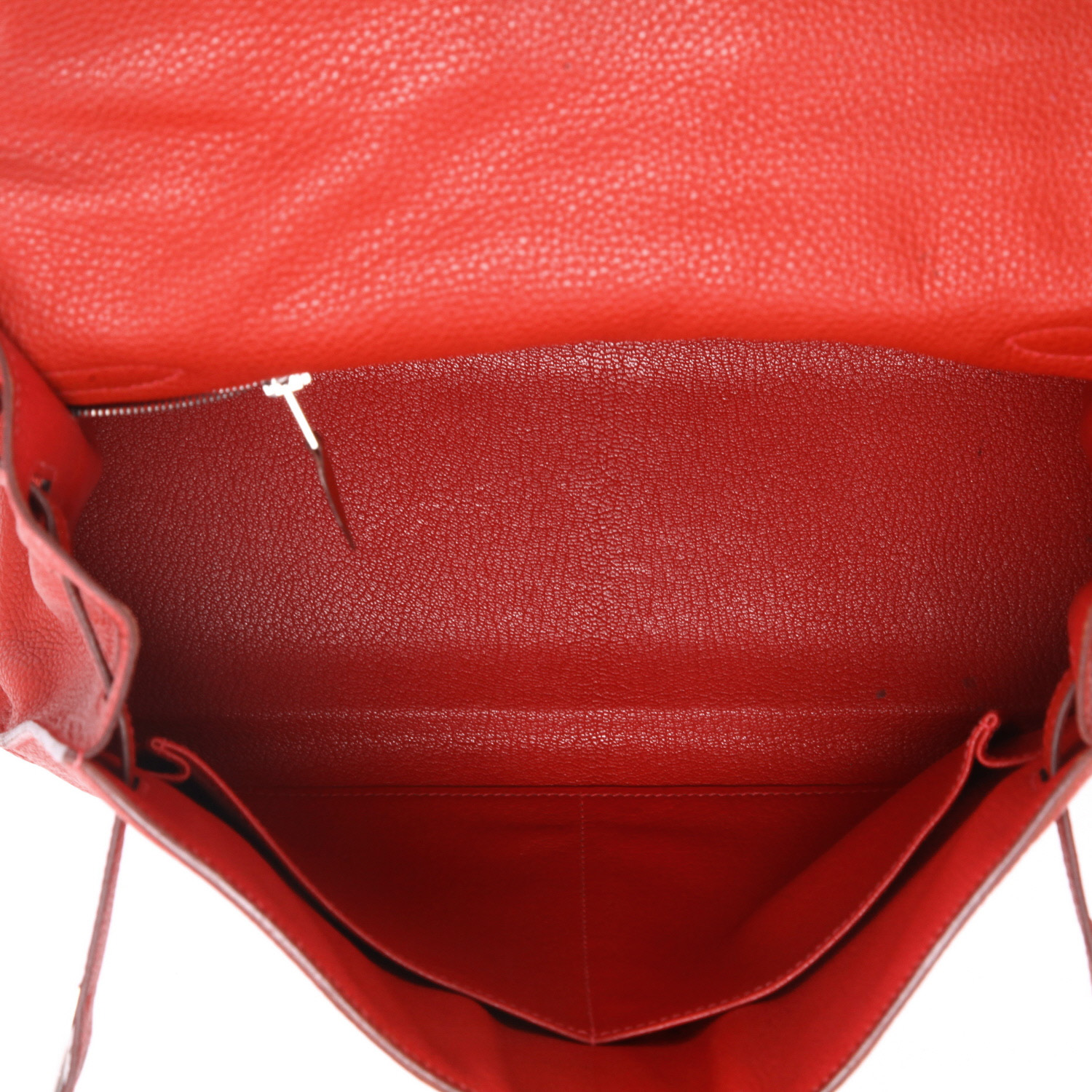 Bolso de mano Hermès  Kelly 32 cm en cuero togo rojo - Detail D3