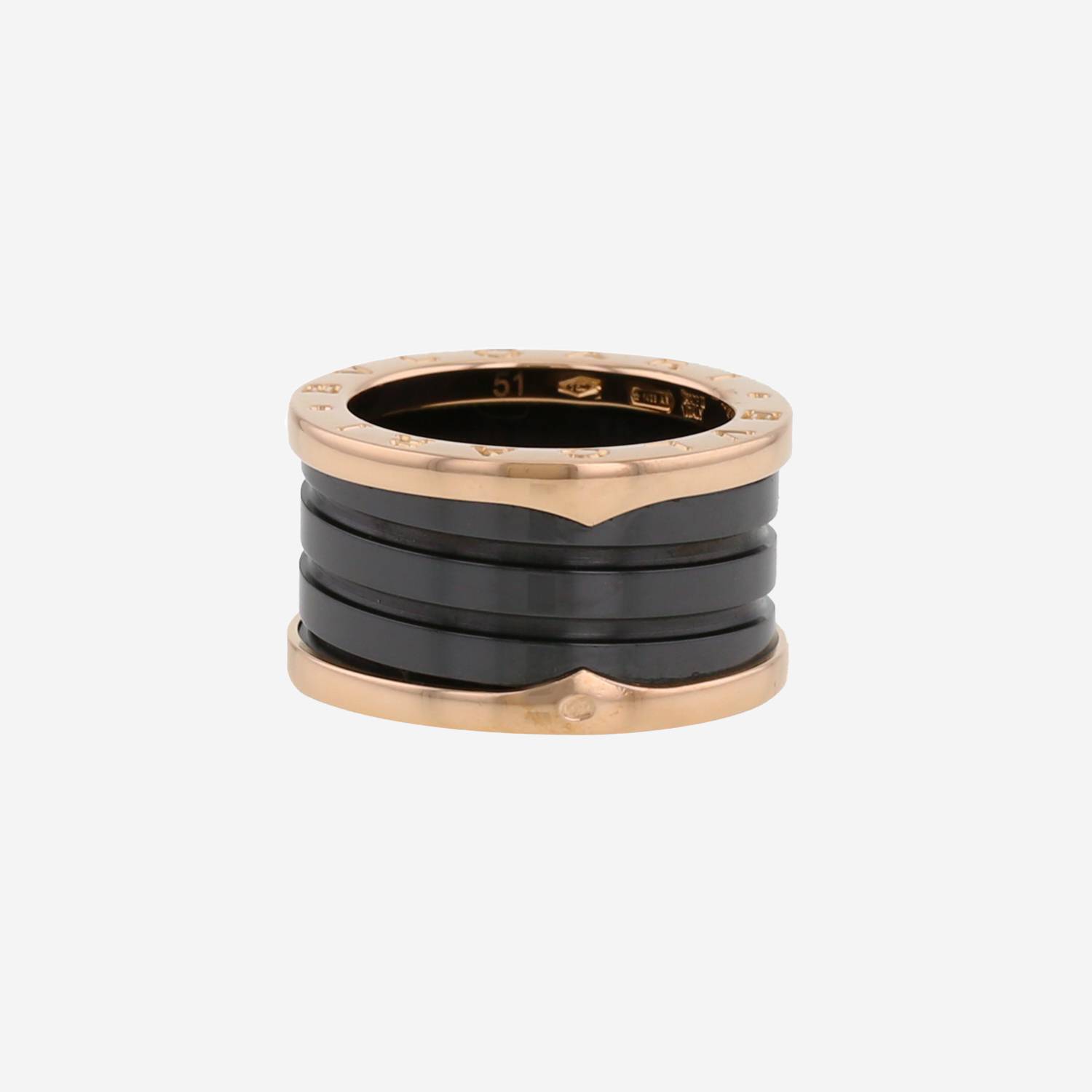 Bague Bulgari B.Zero1 grand modèle en or rose et céramique