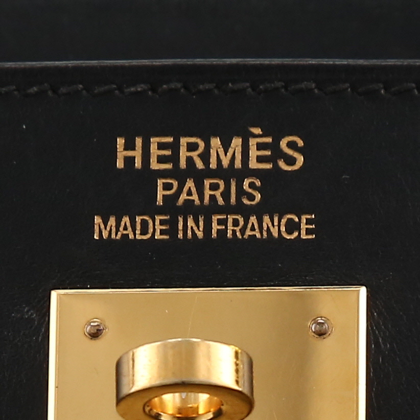 Borsa Hermès  Kelly 35 cm in pelle box nera - Detail D2