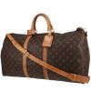 Borsa da viaggio Louis Vuitton  Keepall 55 in tela monogram marrone e pelle naturale - 00pp thumbnail