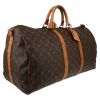 Bolsa de viaje Louis Vuitton  Keepall 55 en lona Monogram marrón y cuero natural - Detail D3 thumbnail