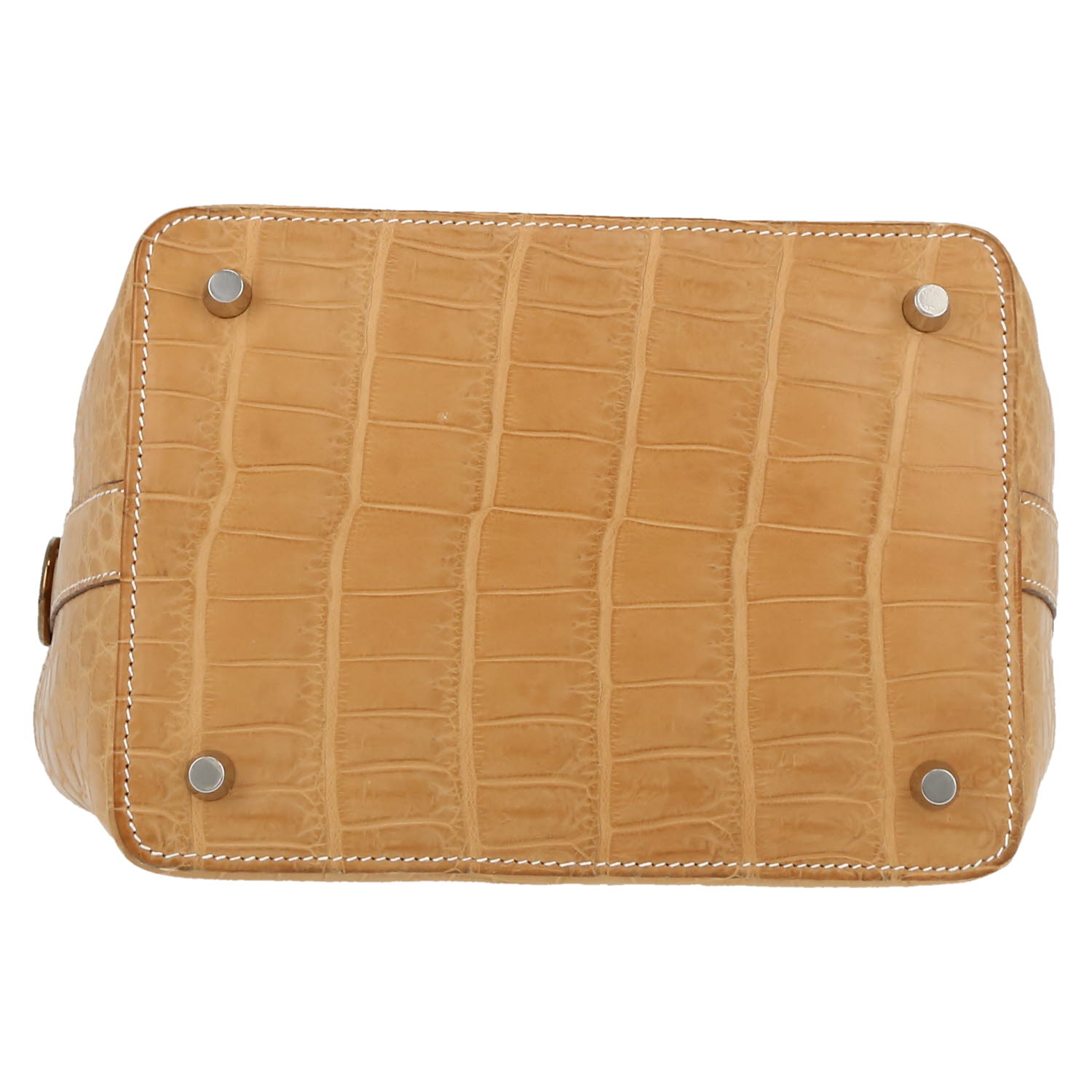 Bolso de mano Hermès  Tool Box en cocodrilo niloticus beige - Detail D1
