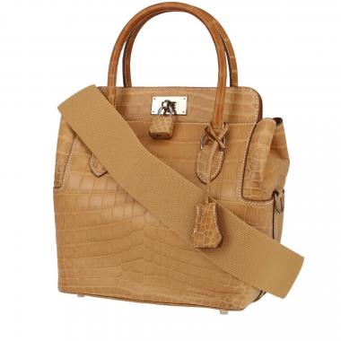 Bolso de mano Hermès  Tool Box en cocodrilo niloticus beige