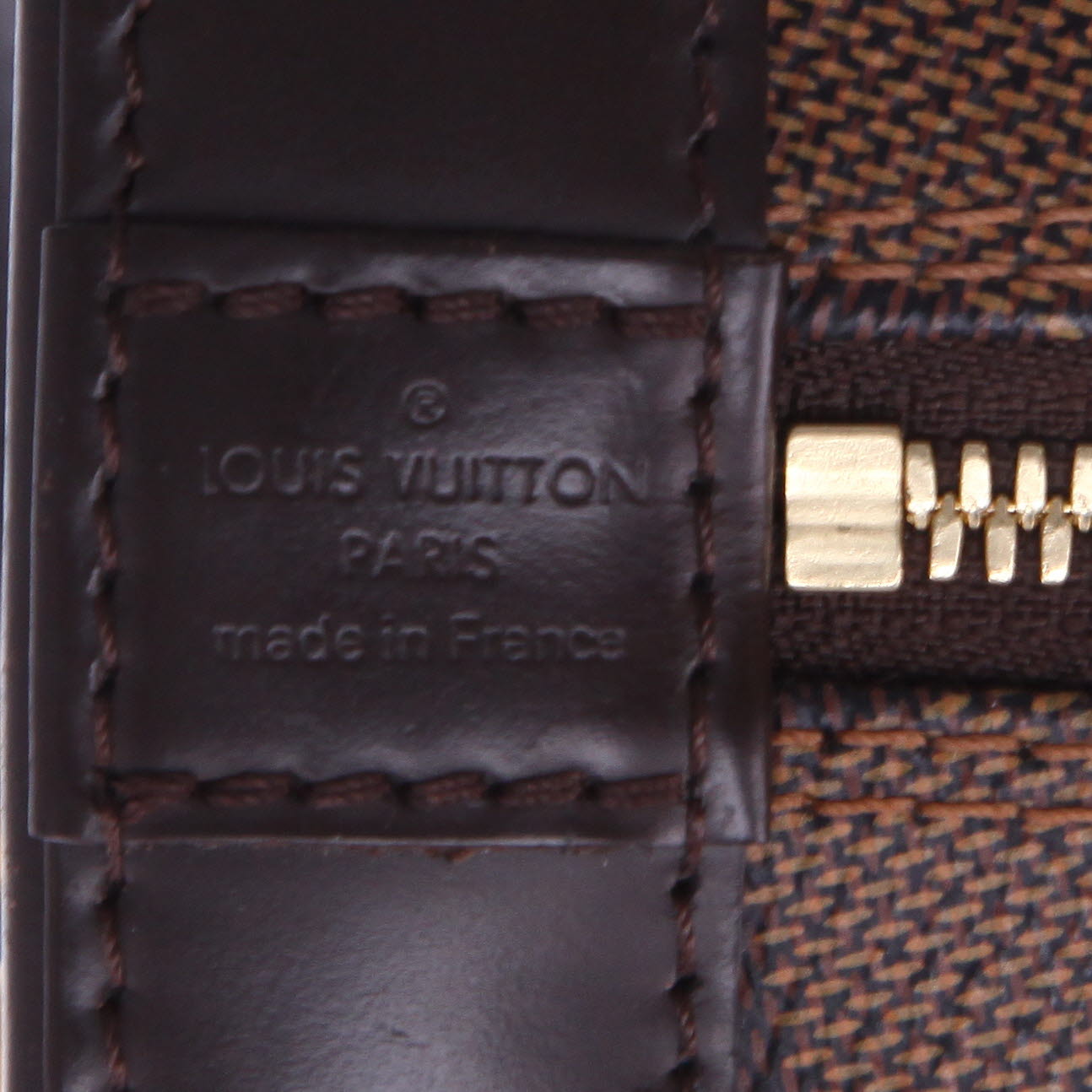 Borsa a tracolla Louis Vuitton  Alma BB in tela a scacchi ebana e pelle marrone - Detail D2