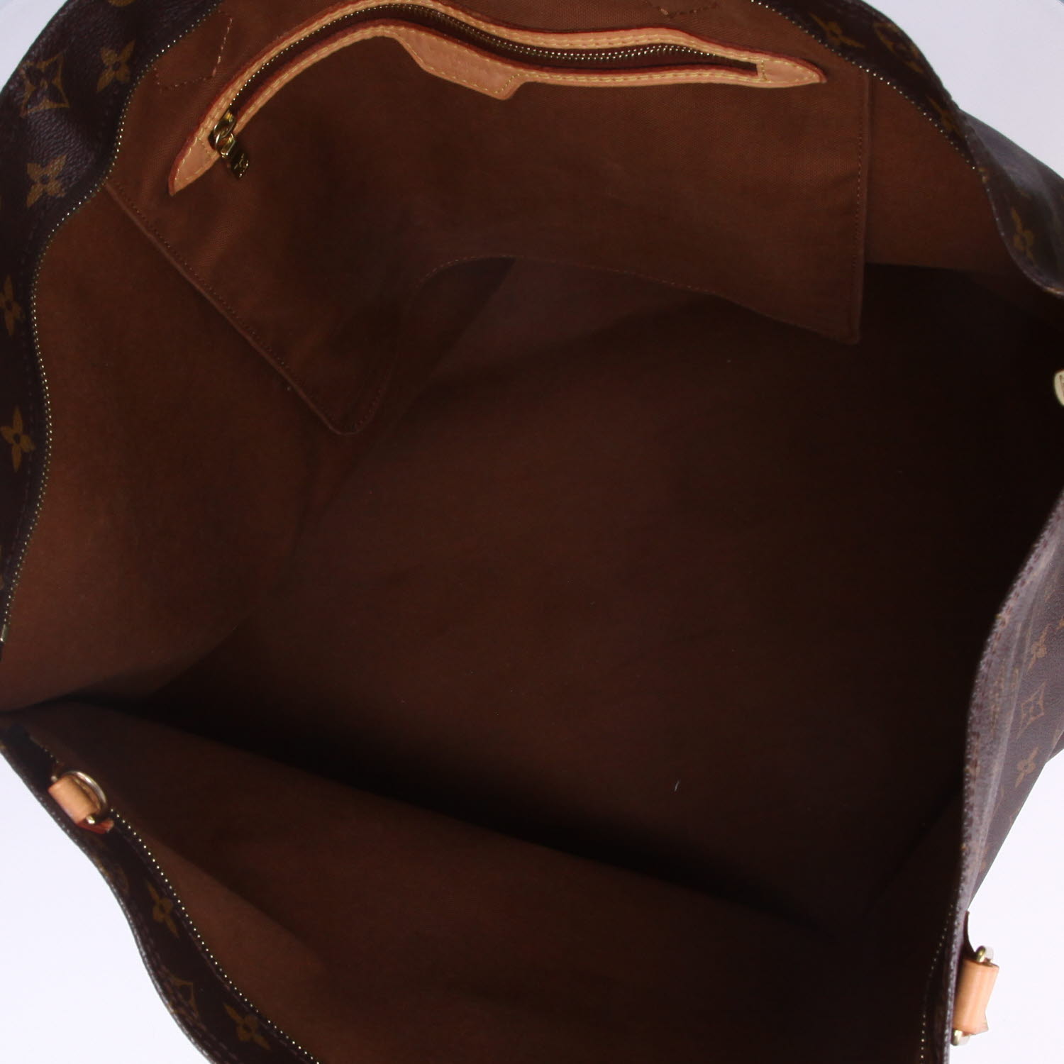 Shopping bag Louis Vuitton   in tela monogram marrone e pelle naturale - Detail D3