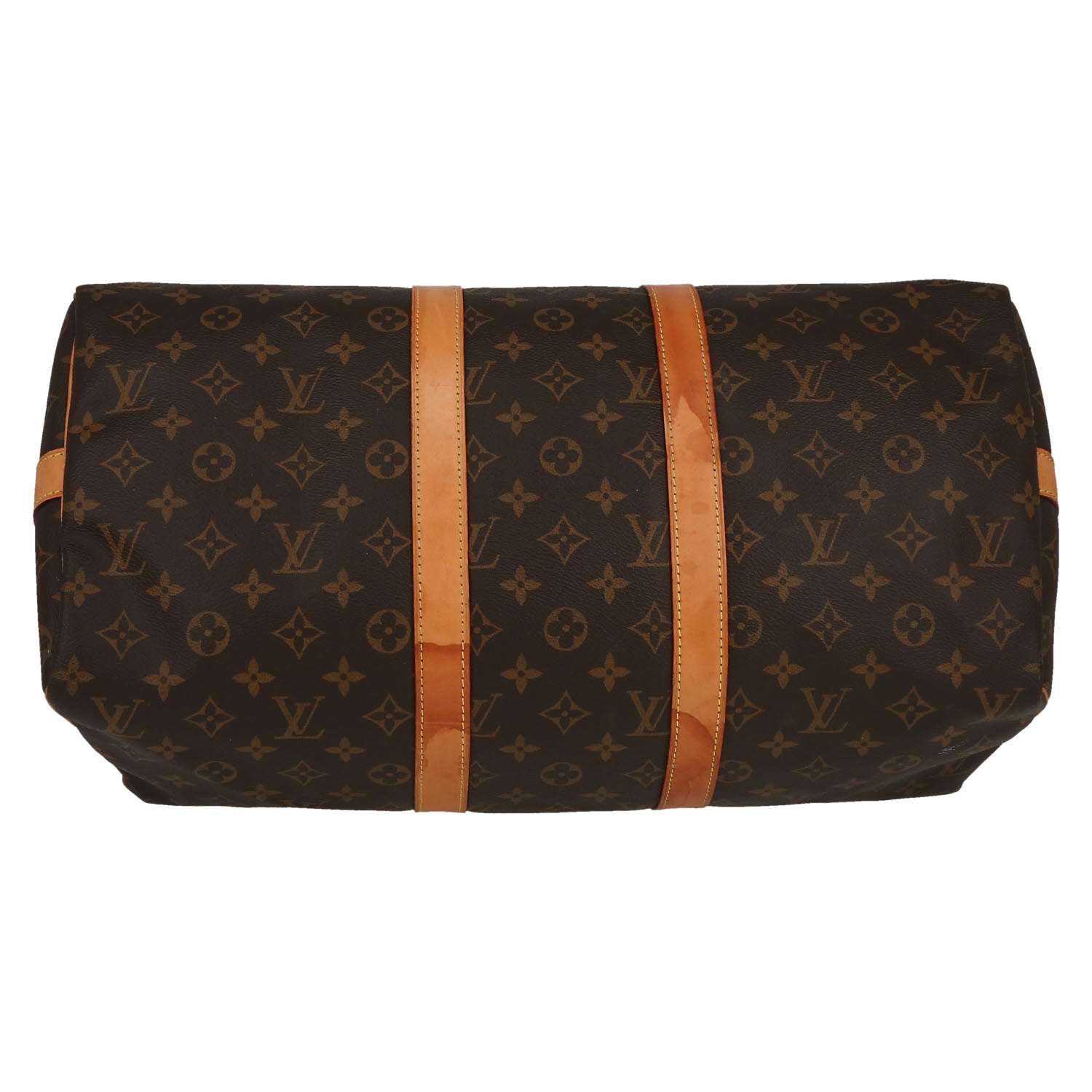 Sac de voyage Louis Vuitton  Keepall 45 en toile monogram marron et cuir naturel - Detail D1