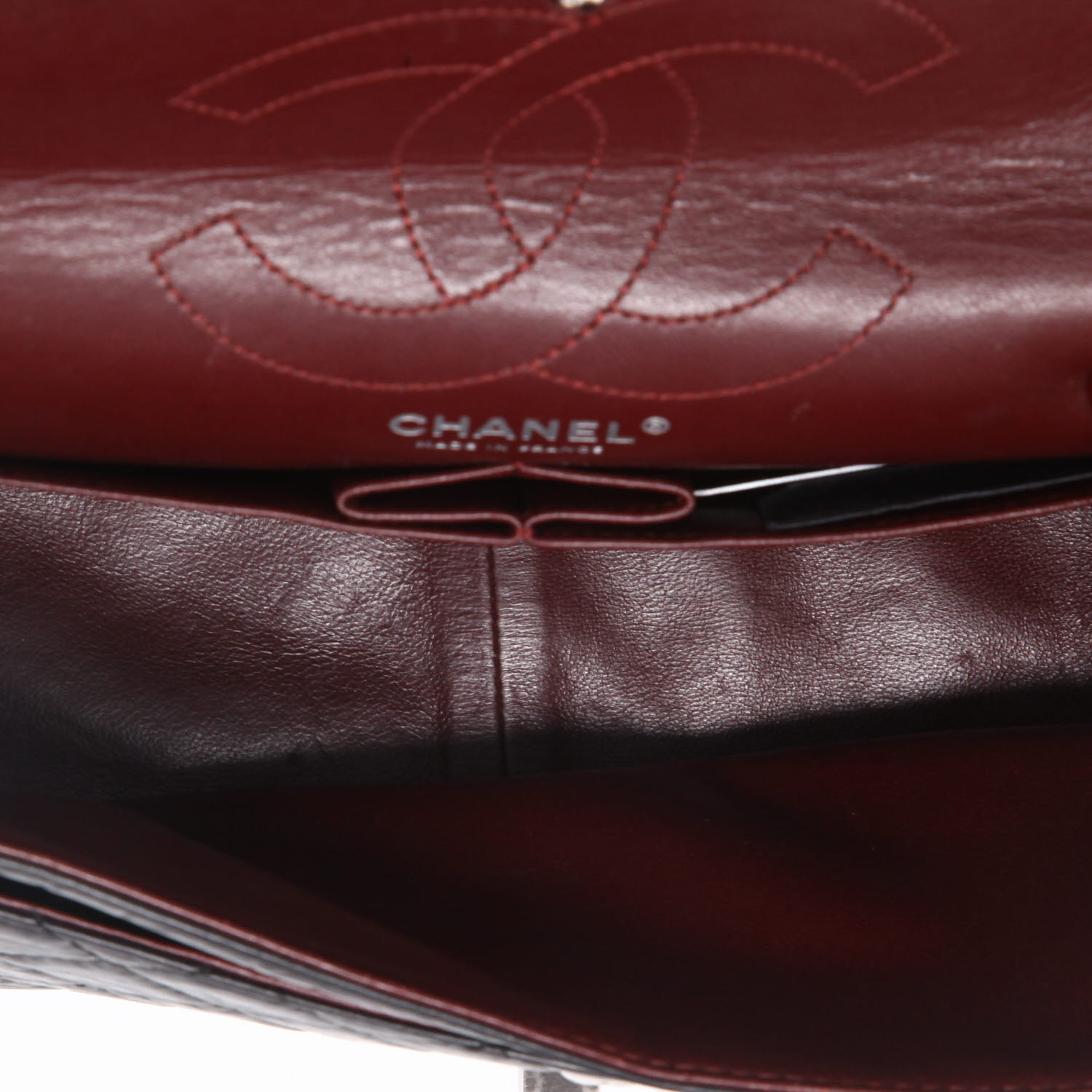 Bolso de mano Chanel 2.55 en cuero acolchado negro - Detail D3