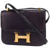 Hermès  Constance handbag  in dark blue porosus crocodile - 00pp thumbnail