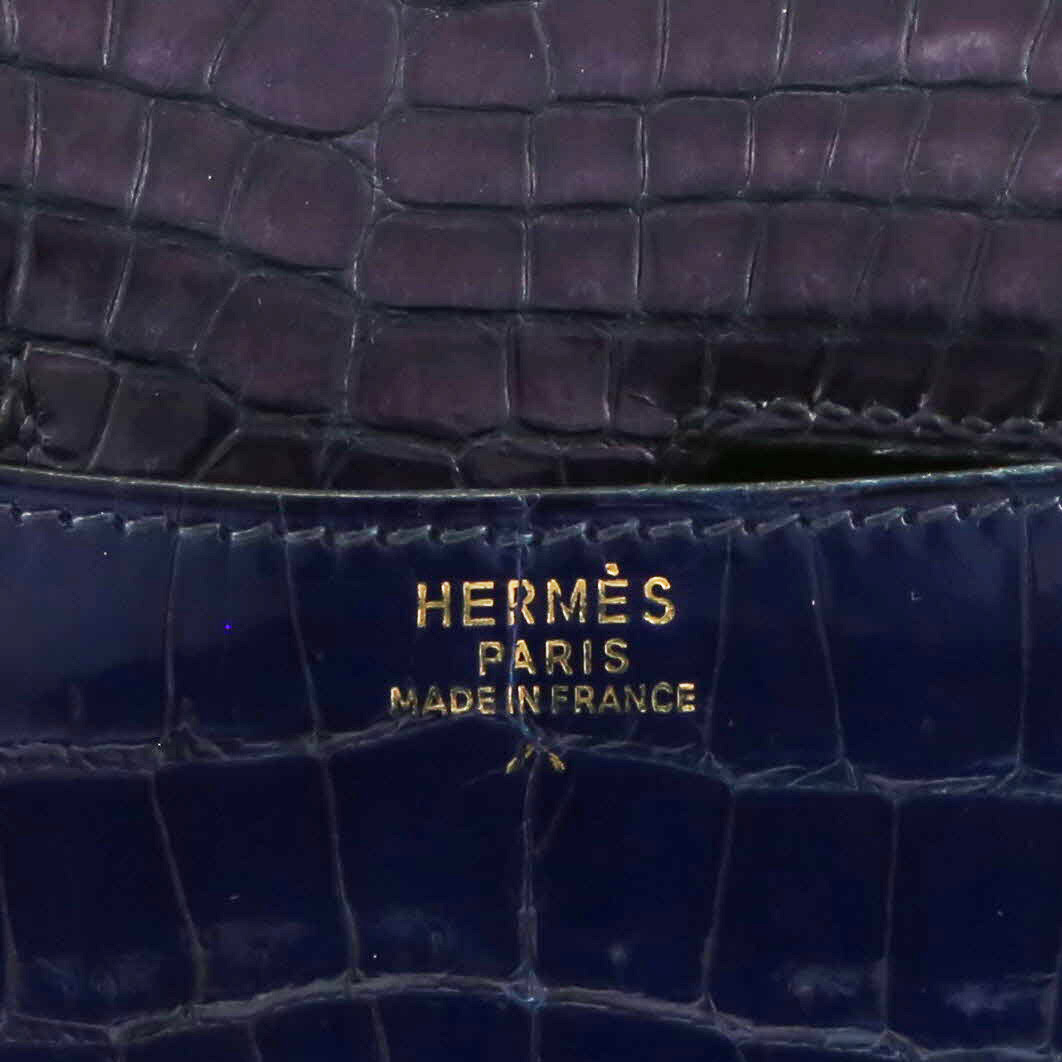 Sac à main Hermès  Constance en crocodile porosus bleu-nuit - Detail D2