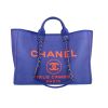 Chanel  Deauville shopping bag  in electric blue and orange coated canvas  and electric blue leather - 360 thumbnail