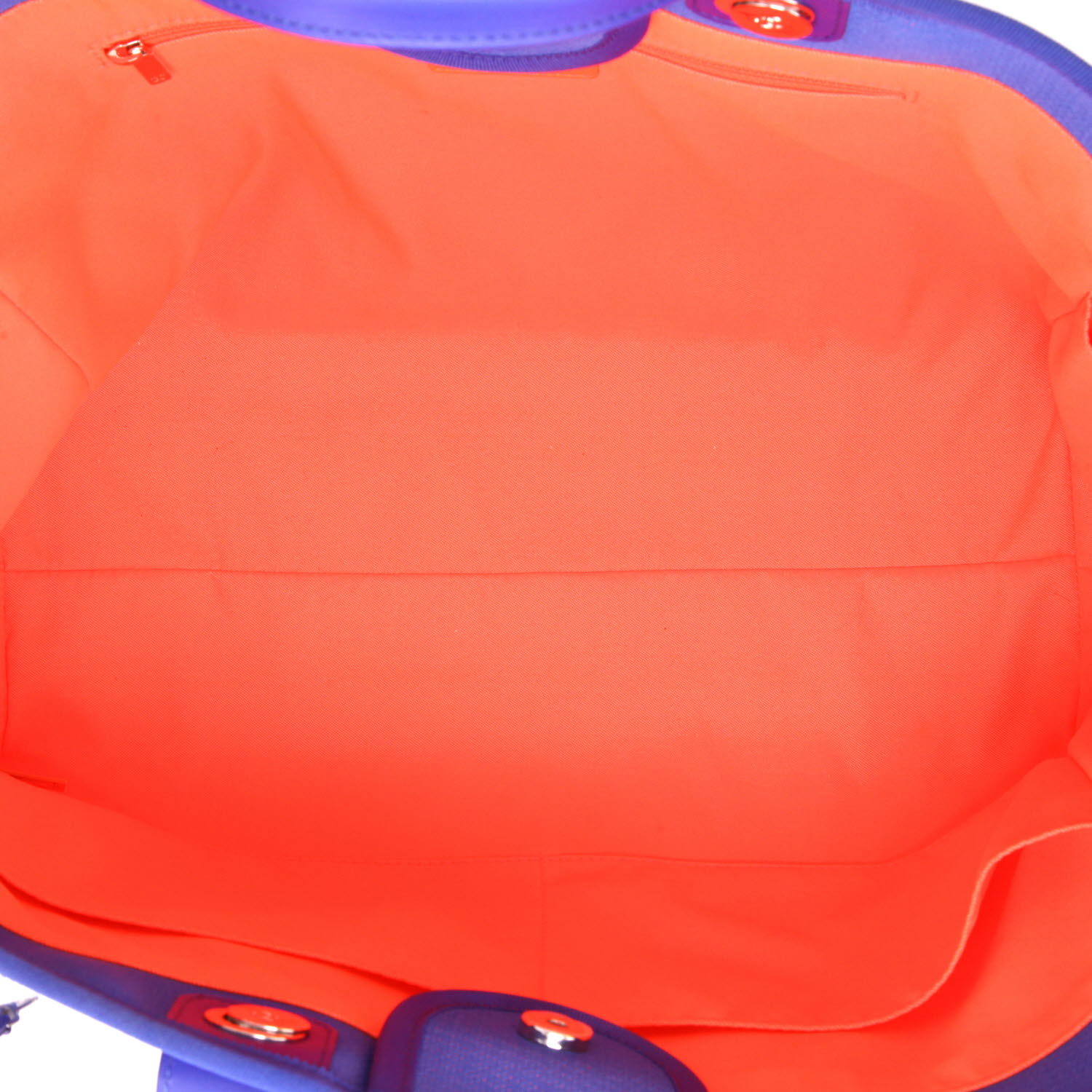Sac cabas Chanel  Deauville en toile enduite bleu- électrique et orange et cuir bleu- électrique - Detail D3