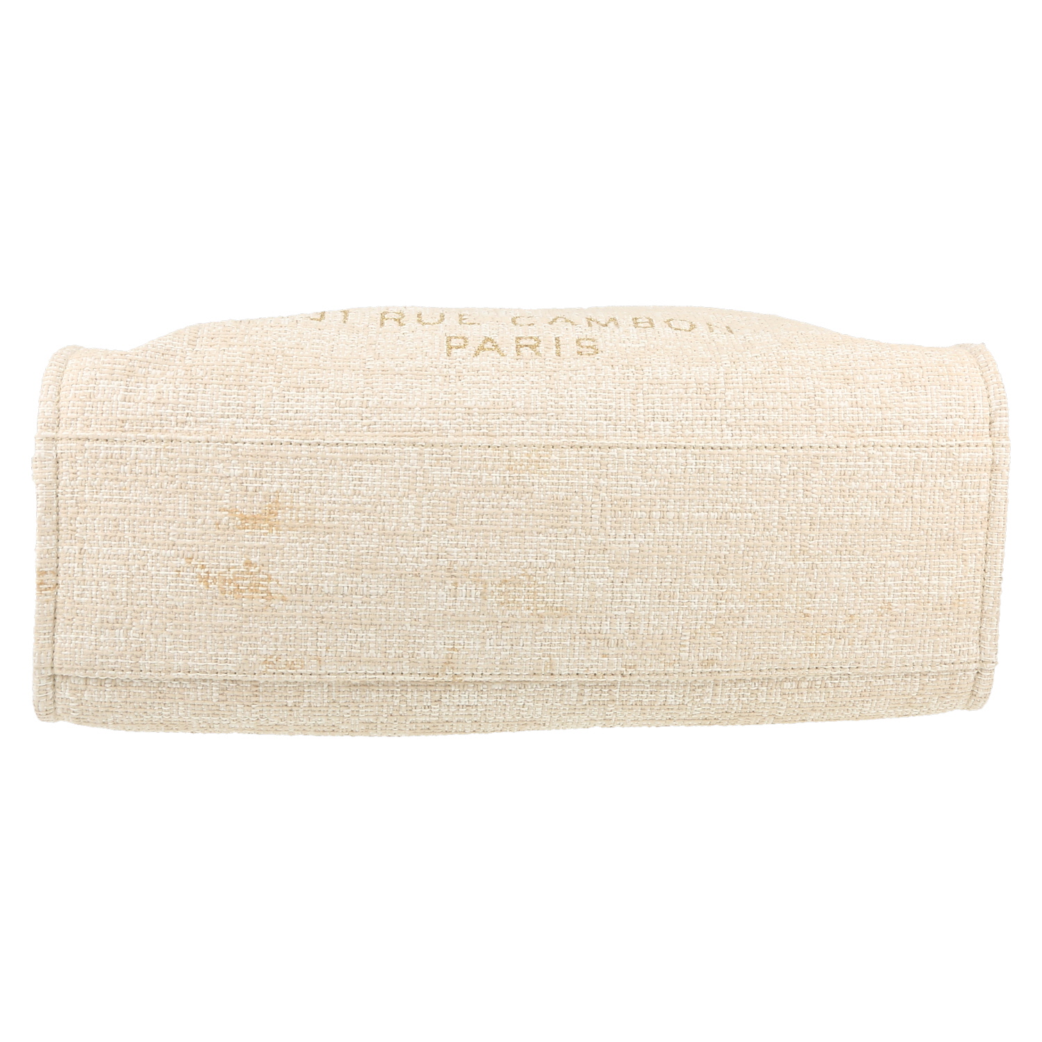 Shopping bag Chanel  Deauville in tela beige e pelle beige - Detail D1