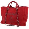 Chanel  Deauville shopping bag  in red tweed  and red leather - 00pp thumbnail