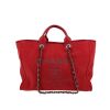 Chanel  Deauville shopping bag  in red tweed  and red leather - 360 thumbnail