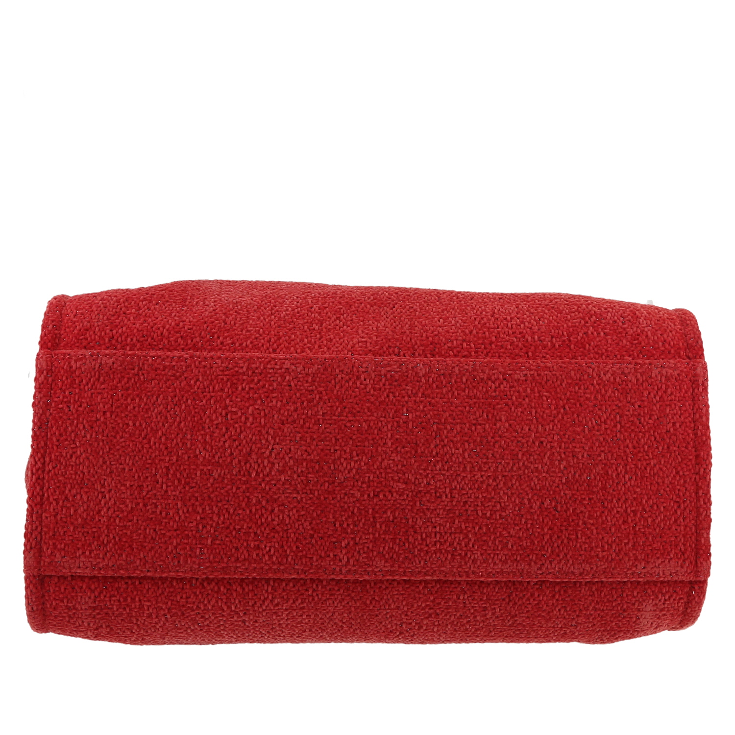 Chanel  Deauville shopping bag  in red tweed  and red leather - Detail D1