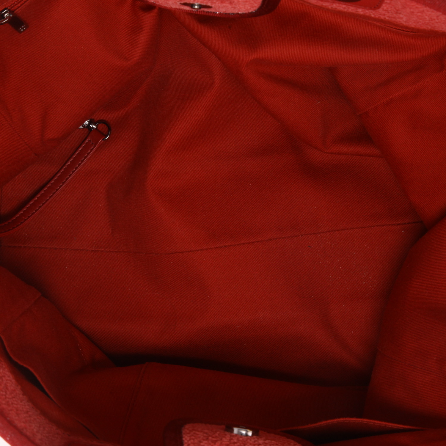 Chanel  Deauville shopping bag  in red tweed  and red leather - Detail D3