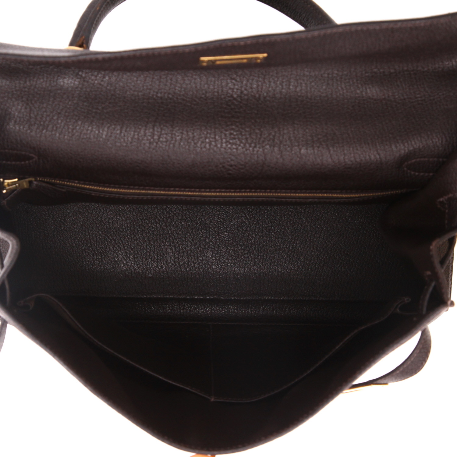 Sac à main Hermès  Kelly 35 cm en cuir Mysore marron - Detail D3