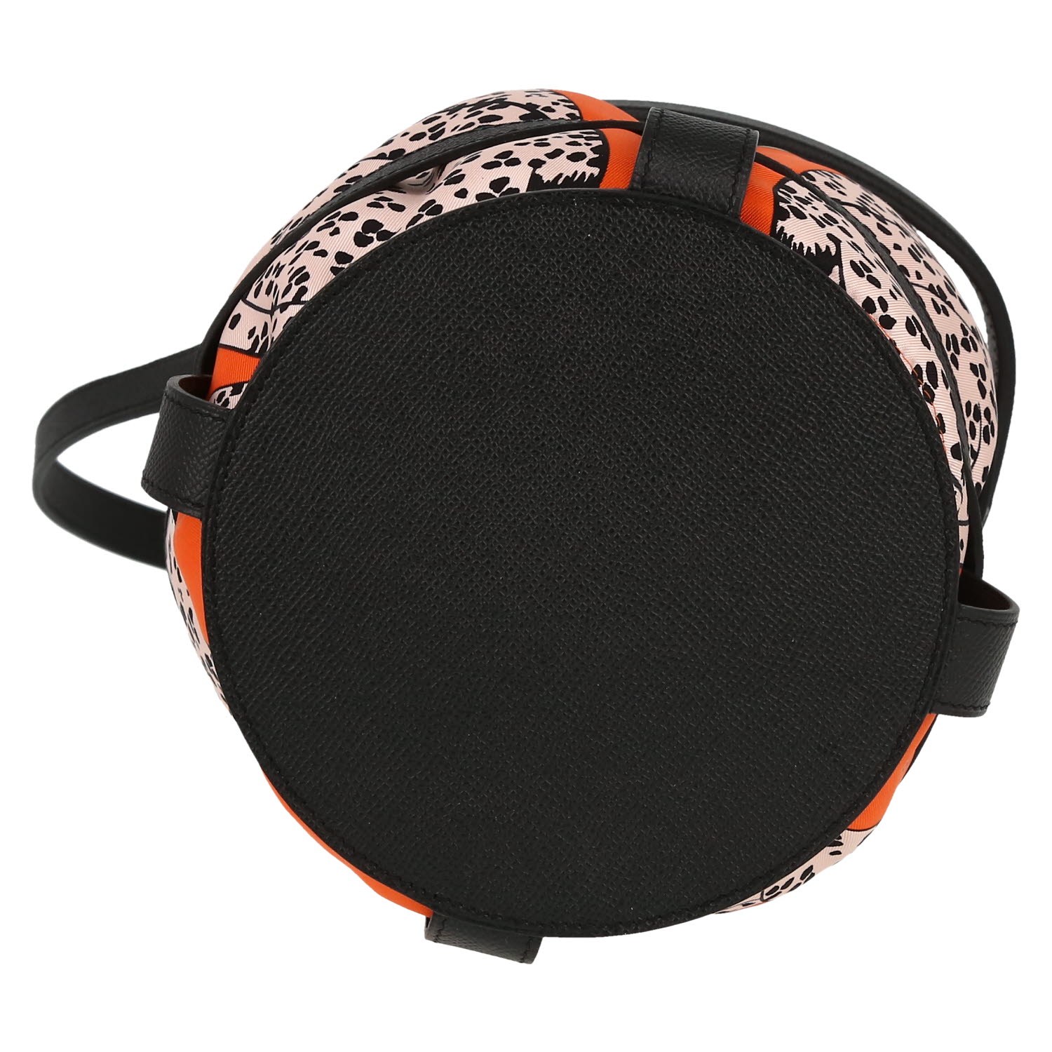 Hermès  Musardine handbag  in orange silk  and black epsom leather - Detail D1