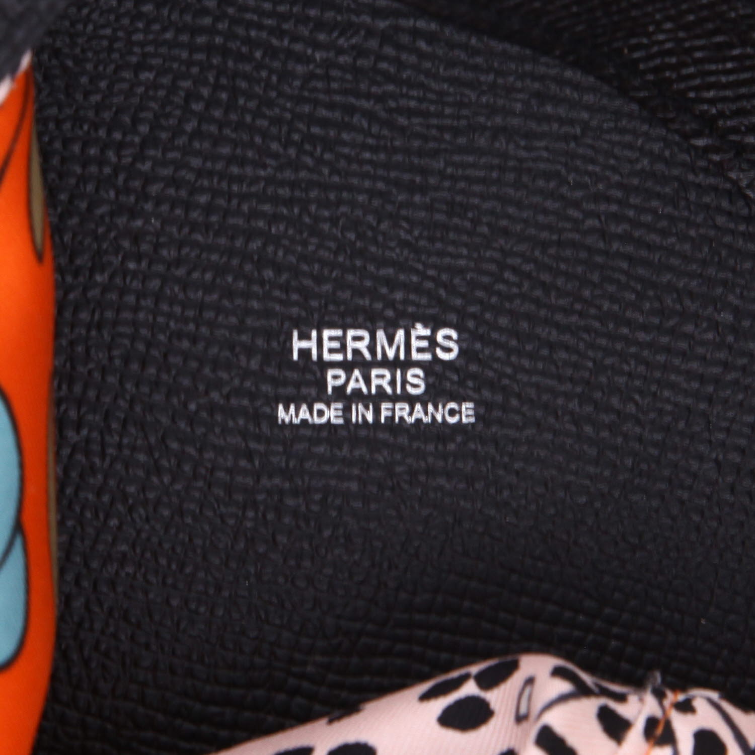 Sac à main Hermès  Musardine en soie orange et cuir epsom noir - Detail D2