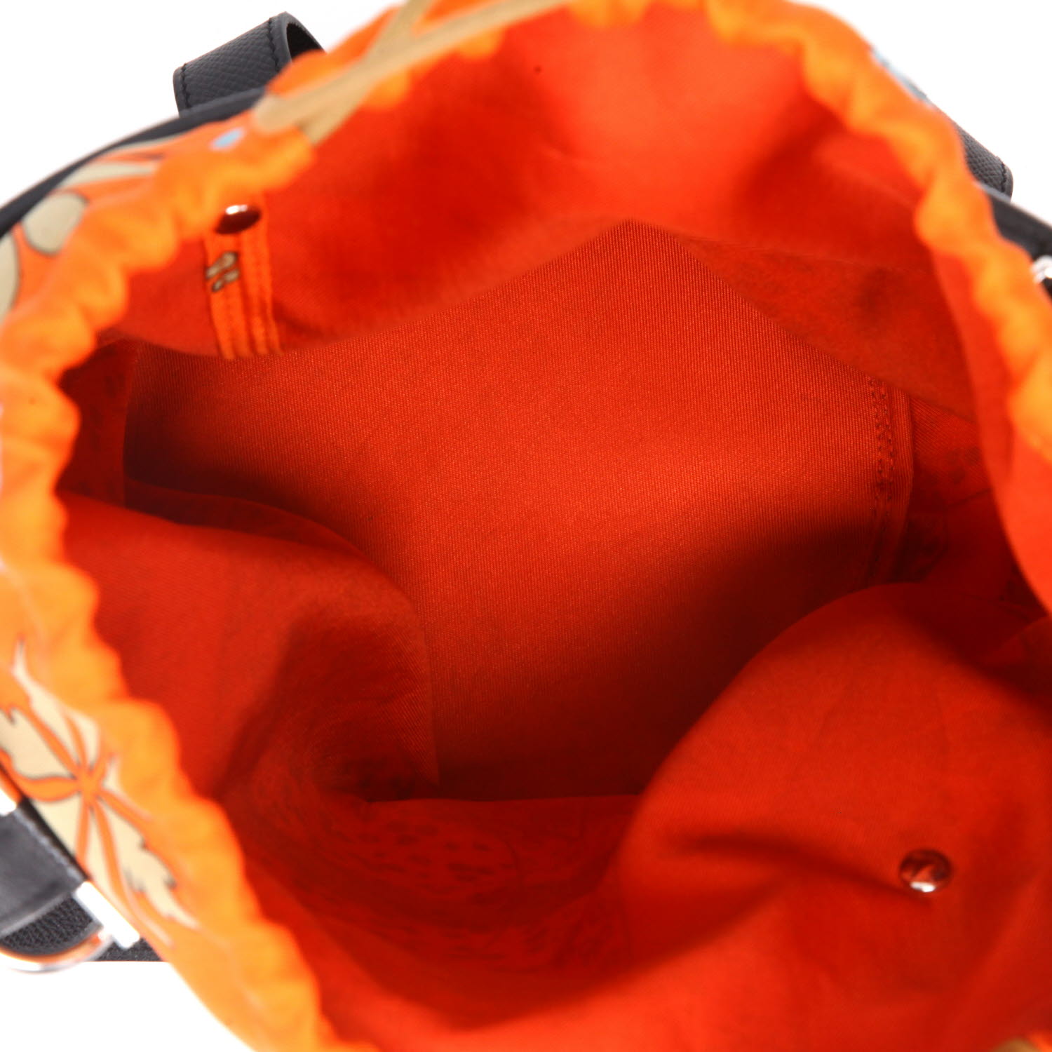 Borsa Hermès  Musardine in seta arancione e pelle Epsom nera - Detail D3