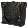 Chanel  Petit Shopping handbag  in black quilted grained leather - 00pp thumbnail