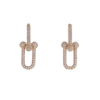 Paire de boucles d'oreilles Tiffany & Co City HardWear grand modèle en or rose et diamants