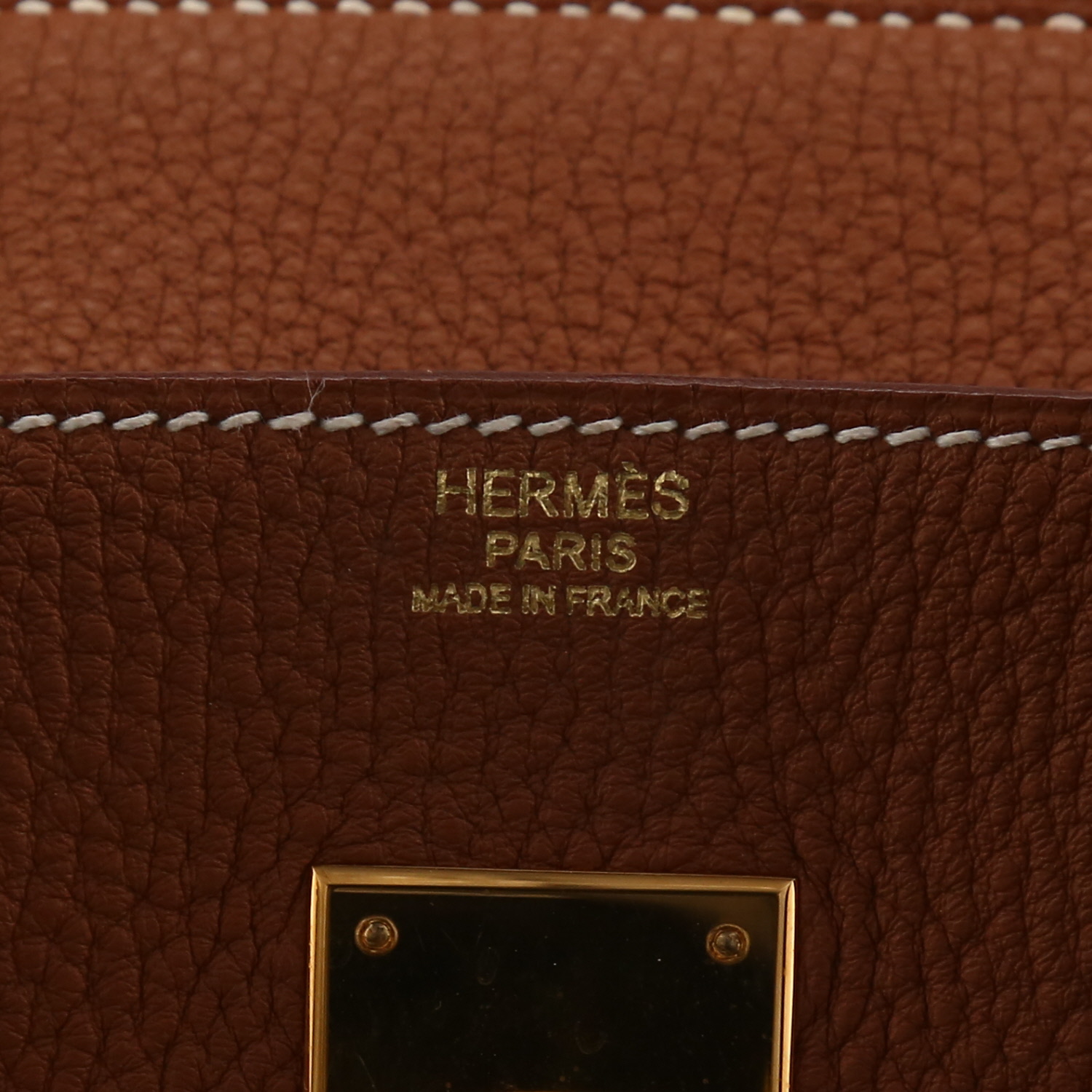 Hermès  Birkin 30 cm handbag  in gold togo leather - Detail D2