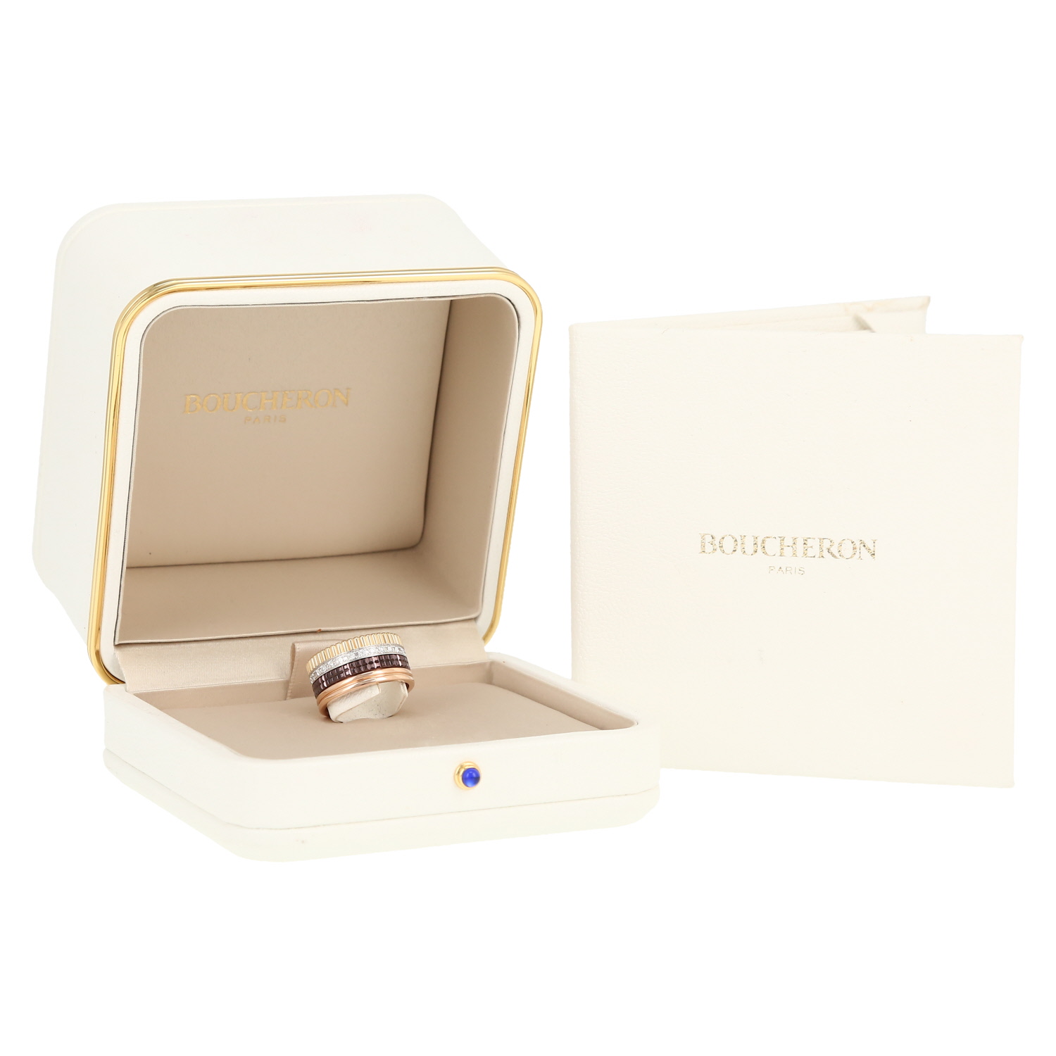 Anello Boucheron Quatre modello grande in 3 ori, diamanti e PVD - Detail D2