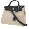 Bolso bandolera Hermès  Herbag en lona beige y vaca Hunter negra - 00pp thumbnail