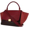 Celine  Trapeze handbag  in red suede  and burgundy leather - 00pp thumbnail
