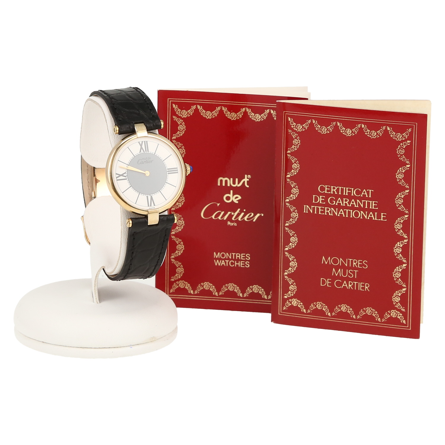 Reloj Cartier Must Vendôme de plata dorada Ref: Cartier - 590003  Circa 1993 - Detail D2