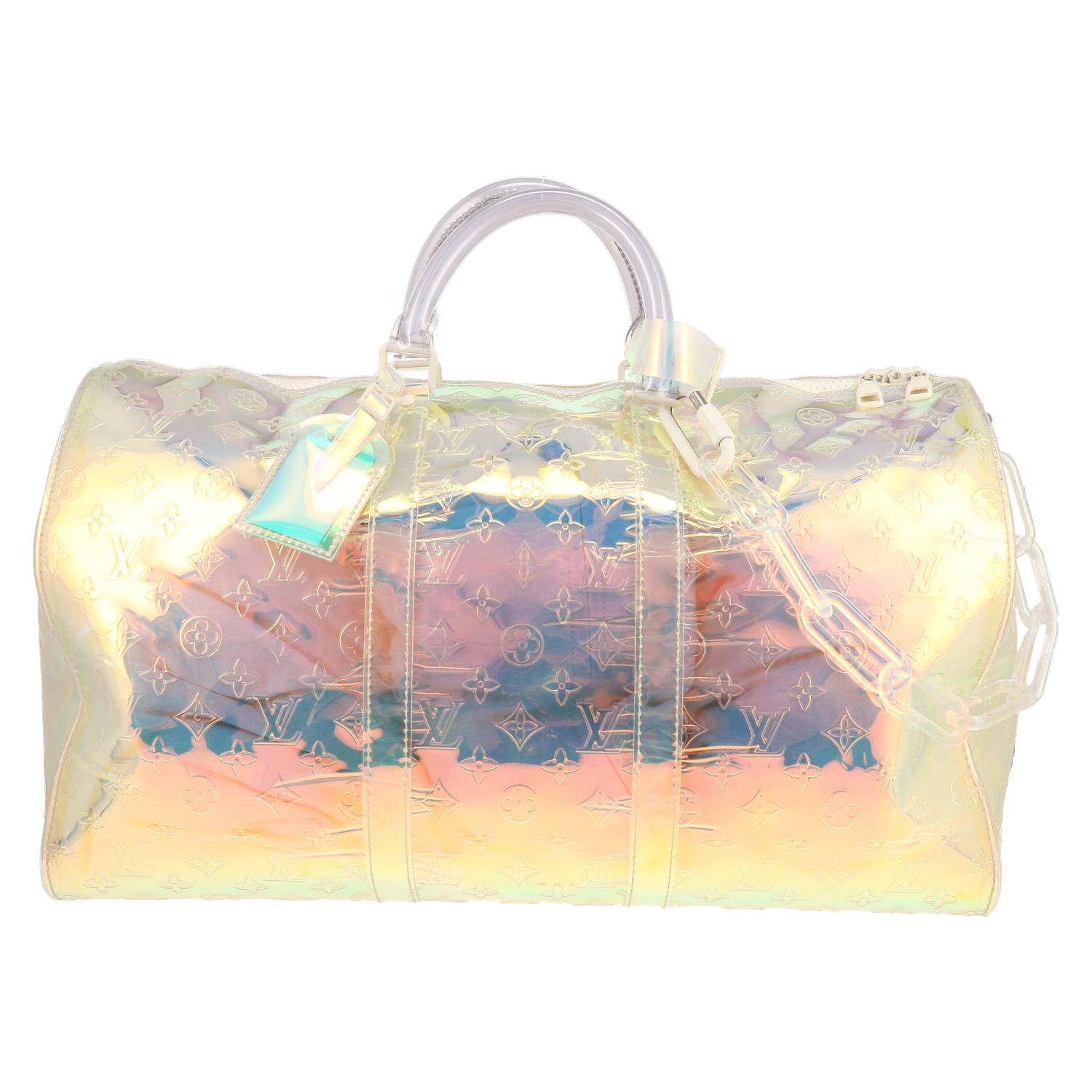 Sac de week end Louis Vuitton  Keepall Editions Limitées en vinyle dégradé transparent - Detail D1