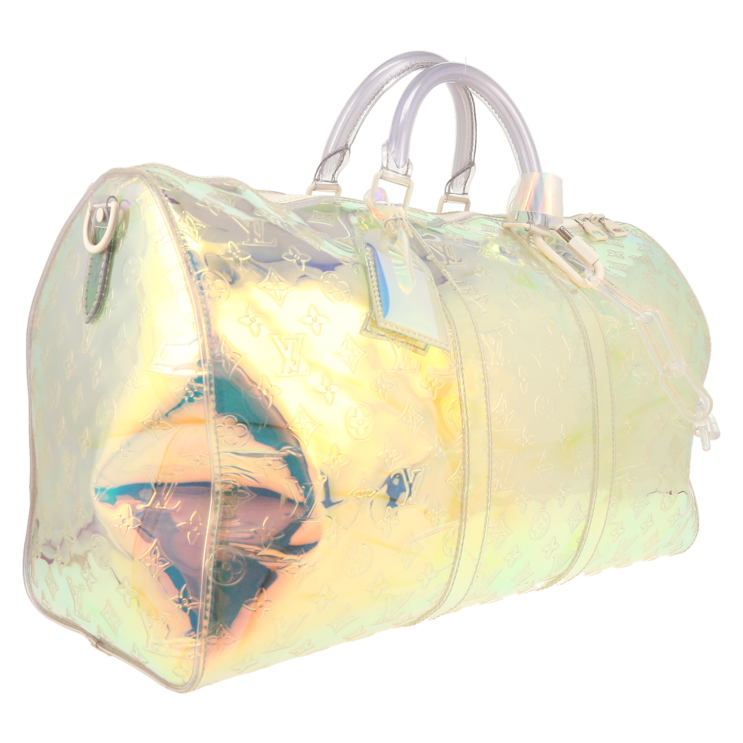 Bolso de fin de semana Louis Vuitton  Keepall Editions Limitées en vinilo degradado transparente - Detail D3