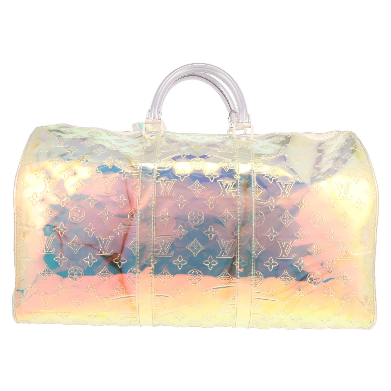 Sac de week end Louis Vuitton  Keepall Editions Limitées en vinyle dégradé transparent - Detail D5