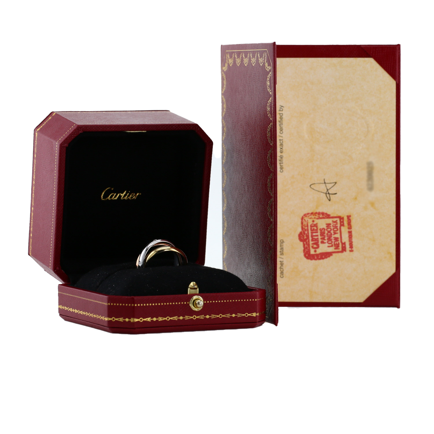 Cartier Trinity medium model ring in 3 golds and diamonds, size 53 - Detail D2