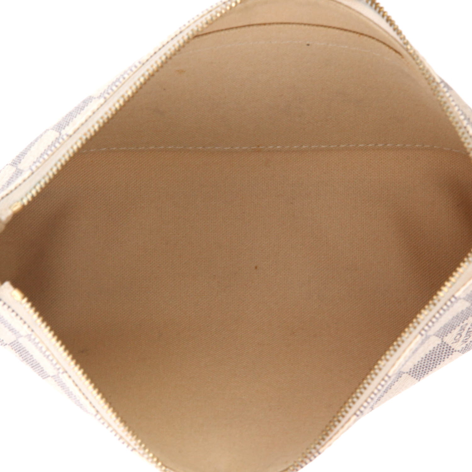 Louis Vuitton  Pochette accessoires shoulder bag  in azur damier canvas  and natural leather - Detail D3