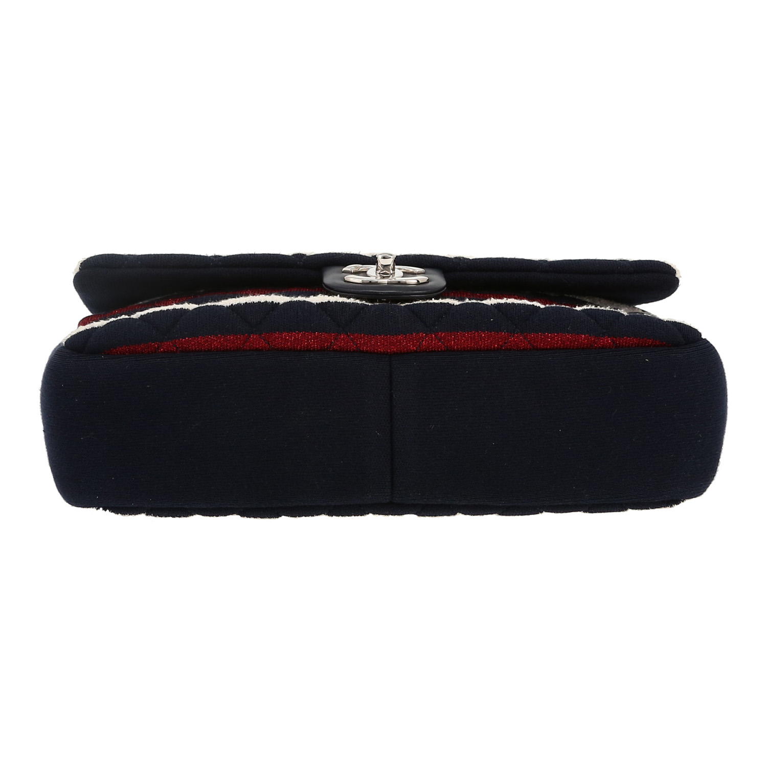 Sac bandoulière Chanel  Timeless en toile tricolore rouge blanche et marine - Detail D1
