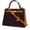 Hermès  Kelly 28 cm handbag  in purple and orange Mysore leather - 00pp thumbnail