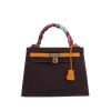 Hermès  Kelly 28 cm handbag  in purple and orange Mysore leather - 360 thumbnail