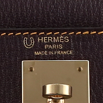Sac à main Hermès  Kelly 28 cm en cuir Mysore violet et orange - Detail D2