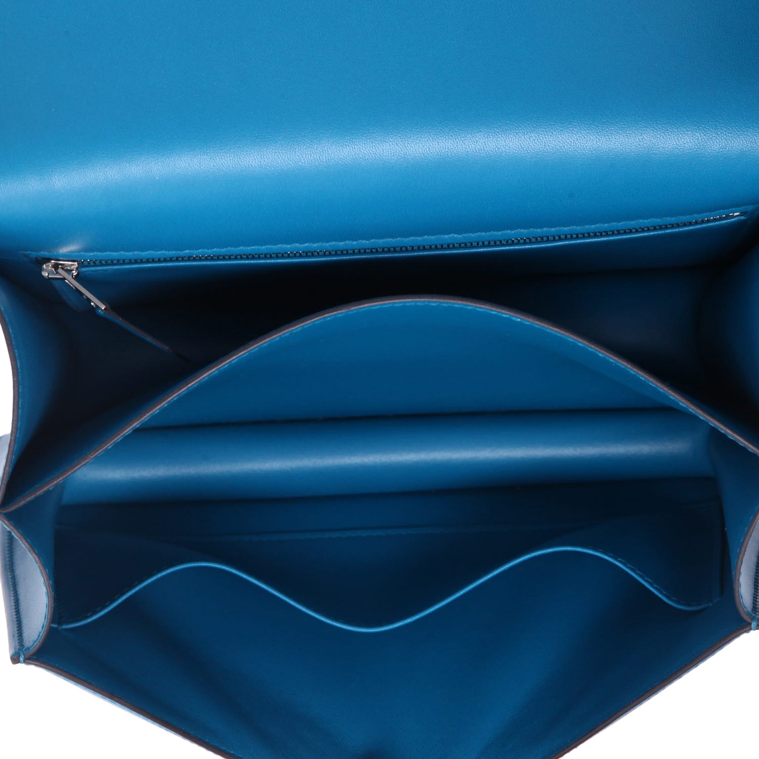 Hermès  Constance shoulder bag  in blue Swift leather - Detail D3