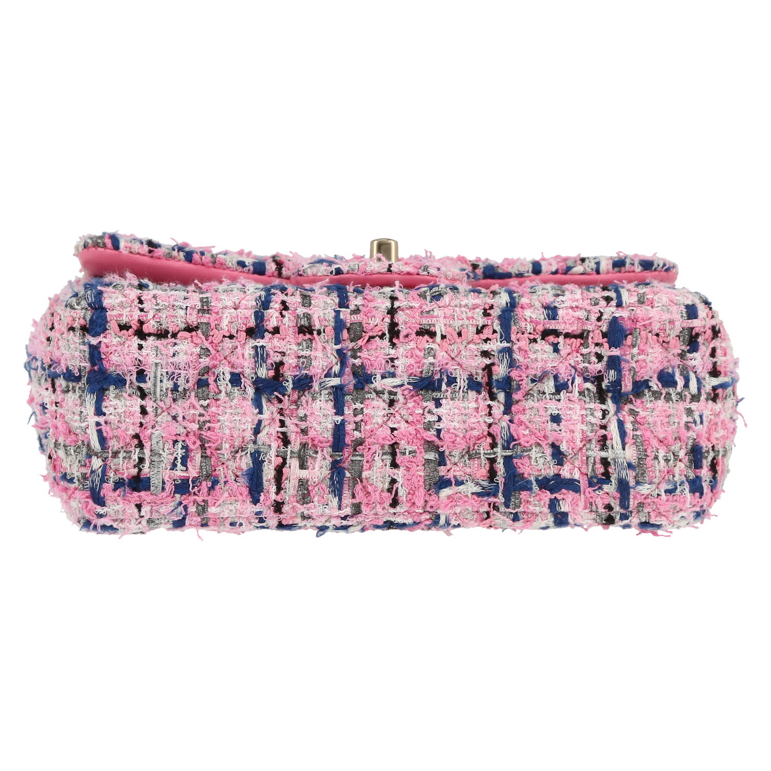 Sac bandoulière Chanel  Mini Timeless en tweed rose bleu et blanc - Detail D1