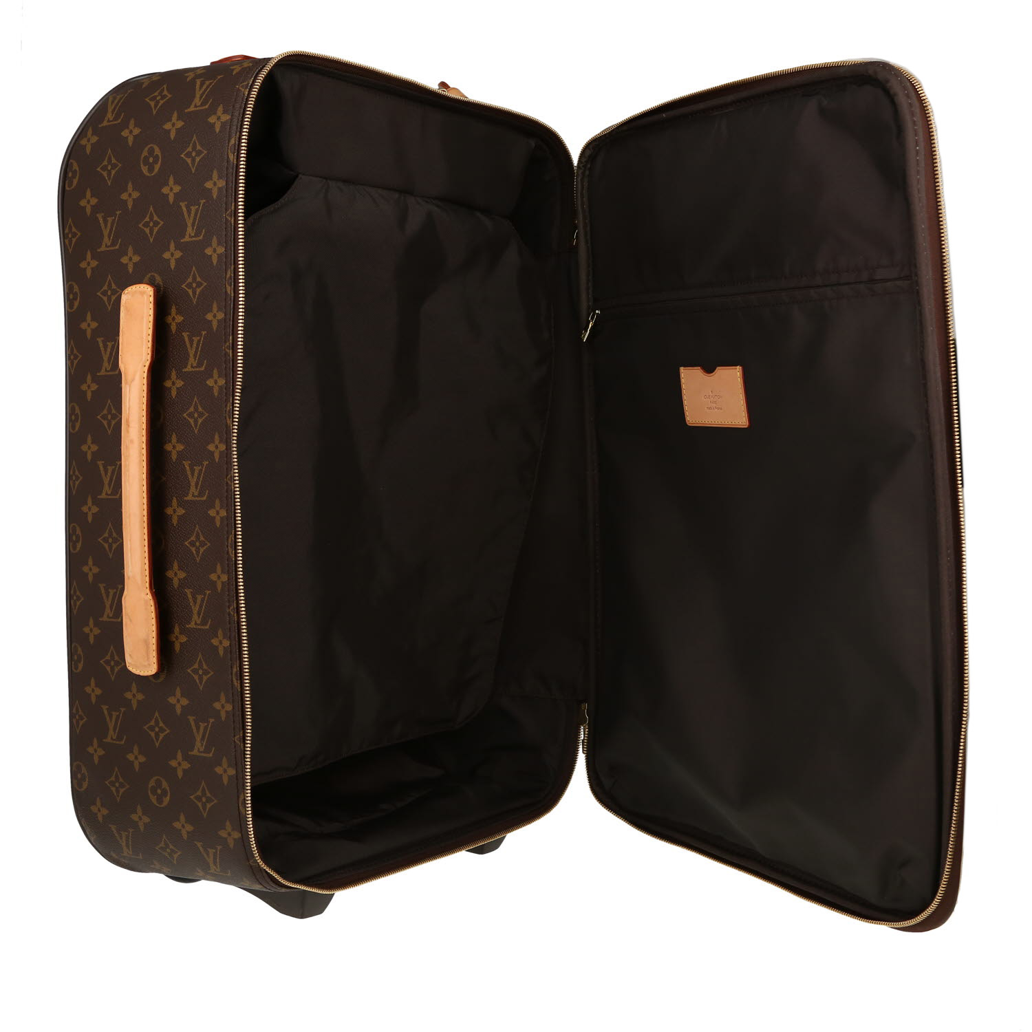 Maleta flexible Louis Vuitton  Pegase en lona Monogram marrón y cuero natural - Detail D2
